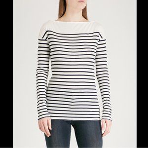 RAG & BONE IVORY BLACK MADISON STRIPED RIBBED TOP